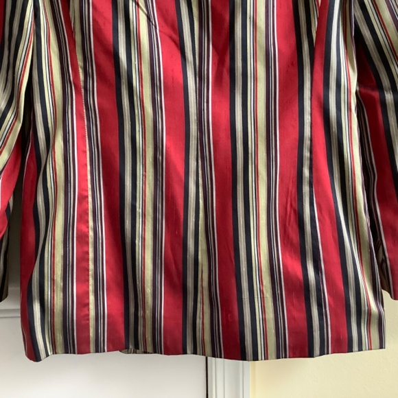 Anne Klein II Silk Striped Red Blazer SZ 10 - Picture 12 of 16